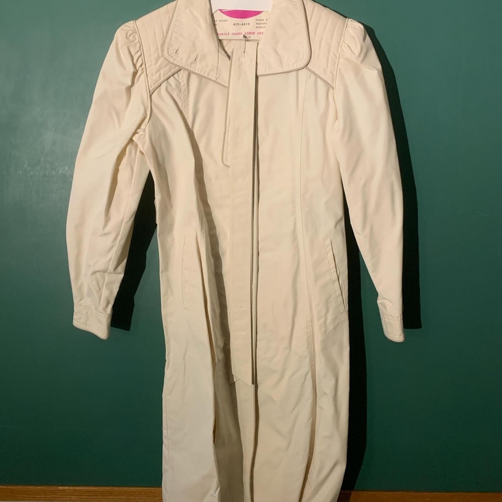 Changing Scene Vintage 80s Cream Trench Coat Peter Pan Collar Puffed Sleeve S